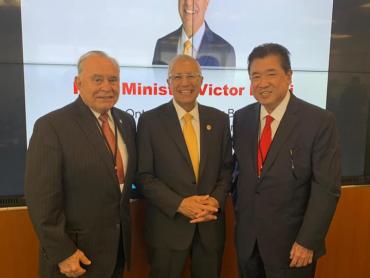 Commissioner Gort, and our CAMACOL President Joe Chi pictured with the Honorable Victor Fereli, Minister of Economic Development, Ontario